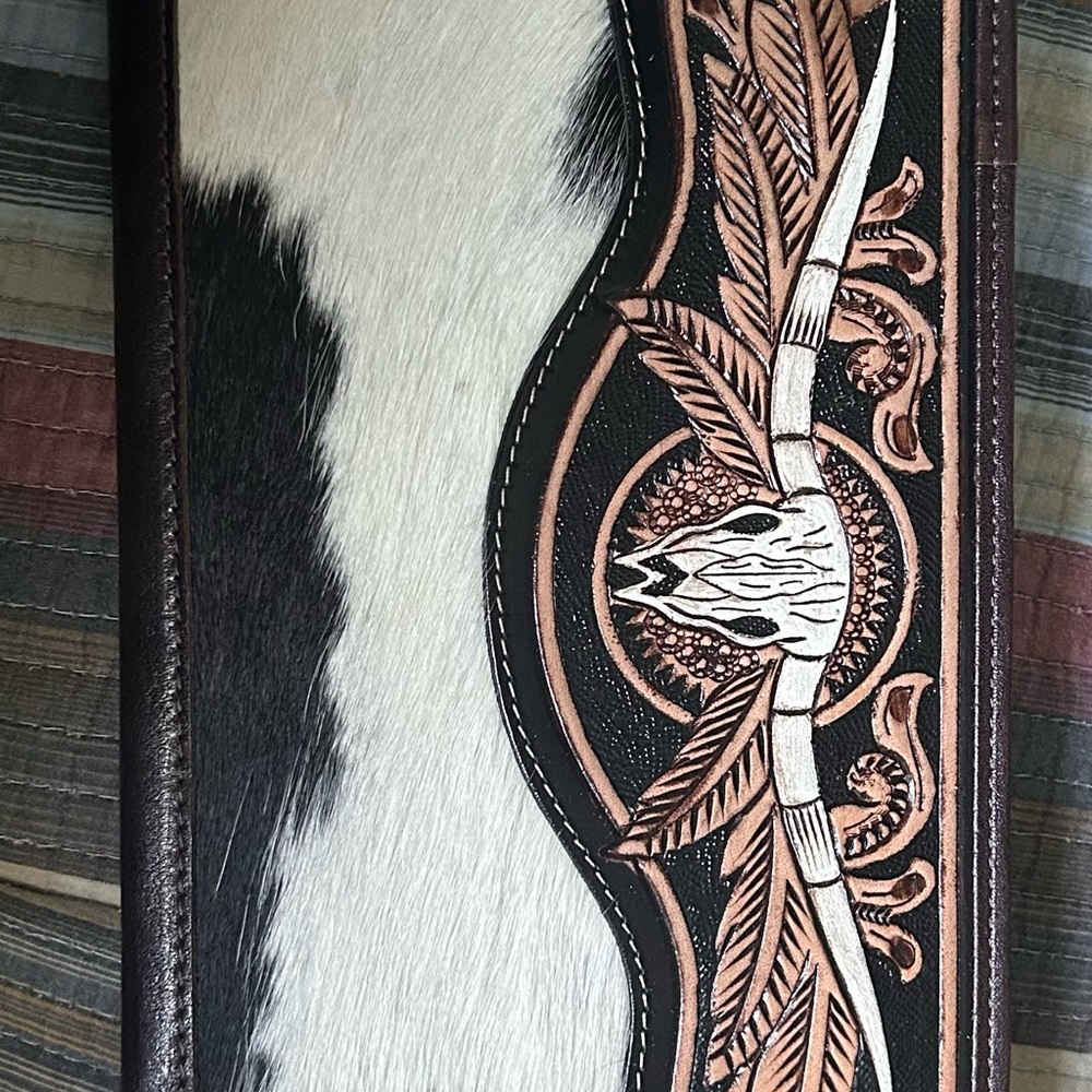 Western Style Leather Wallet with Cowhide and Embroidery